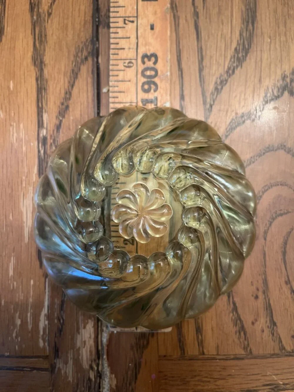 Vintage Hazel Atlas Green Glass Bowl Colonial Swirl Design 5